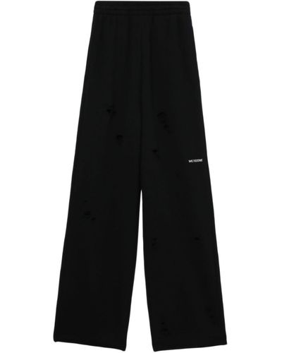 we11done Pantalon de jogging en coton à logo brodé - Noir