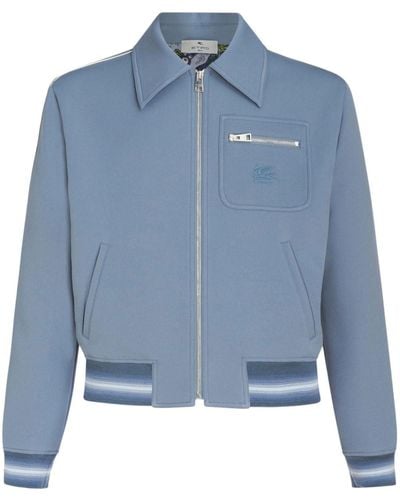 Etro Pegaso-embroidered Zip-up Jacket - Blue