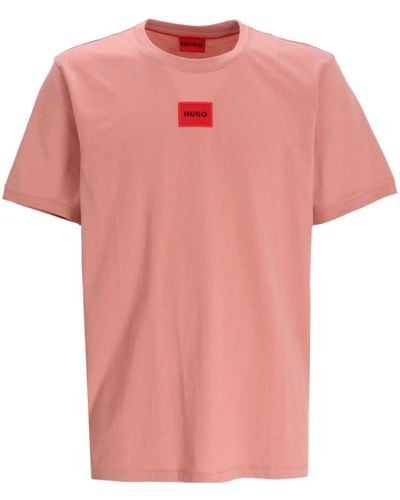 HUGO Katoenen T-shirt - Roze