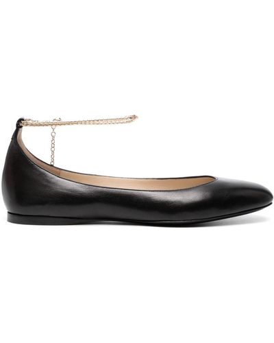 Giorgio Armani Chain Link-detail Leather Ballerina Shoes - Black