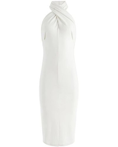 Alice + Olivia Vestido Suellen con cuello halter - Blanco