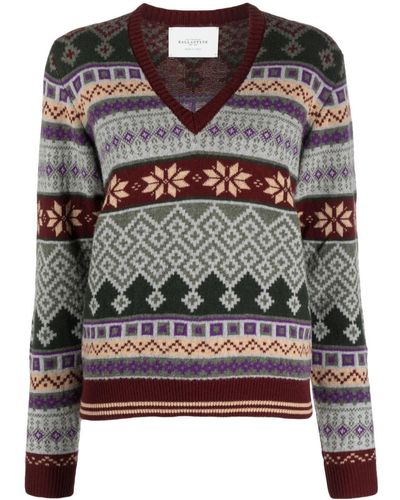 Ballantyne Patterned Intarsia-knit Wool Sweater - Gray