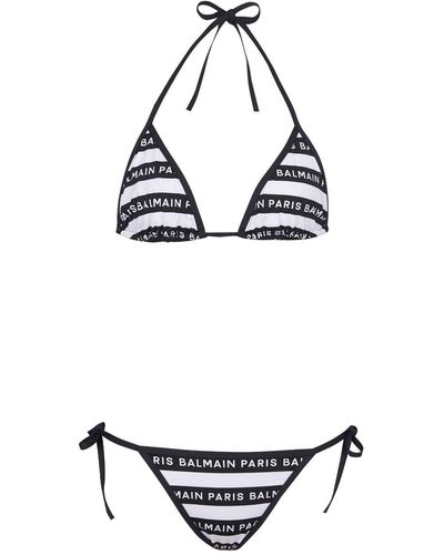 Balmain Logo-print Triangle Bikini Set - White