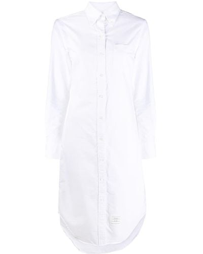 Thom Browne Robe-chemise à coupe mi-longue - Blanc