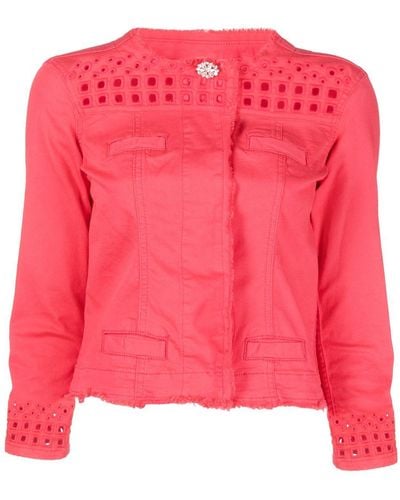 Liu Jo Frilled-neckline Cropped Jacket - Pink