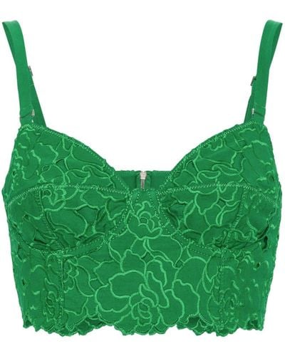 Erdem Embroidered Bralette Top - Green