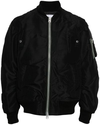Sacai Embroidered-patch Bomber Jacket - Black