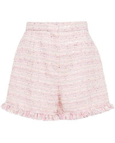 Giambattista Valli Tweed Fringe-trimmed Shorts - Pink