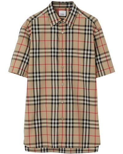 Burberry Vintage Check Pattern Cotton Shirt - Natural