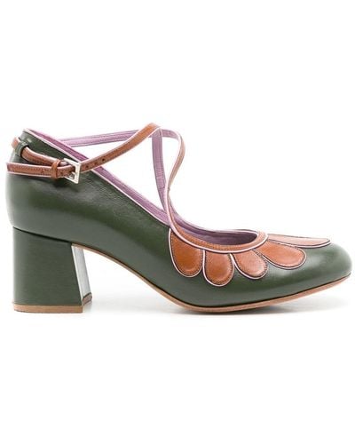 Sarah Chofakian Belis 50mm Colour-block Court Shoes - Green