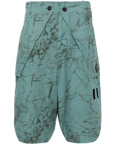 A_COLD_WALL* Overlay Abstract-print Cargo Shorts - Green