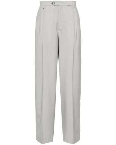 Marni Logo-embroidered Wool Trousers - Grijs
