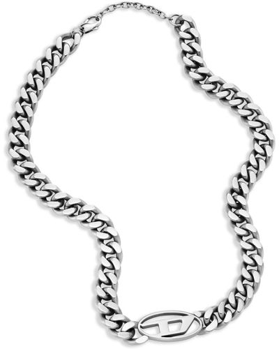 DIESEL Oval D Curb-chain Necklace - Metallic