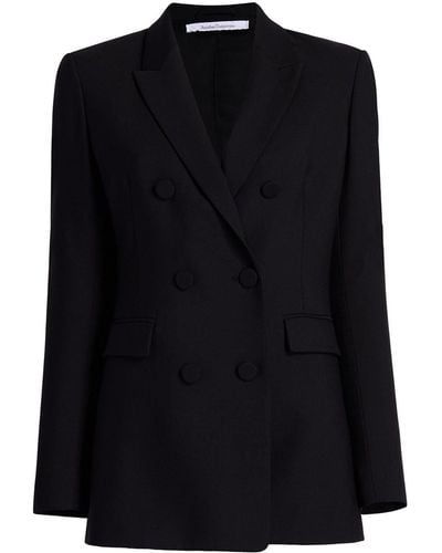 Another Tomorrow Double-breasted Merino Wool Blazer - Black