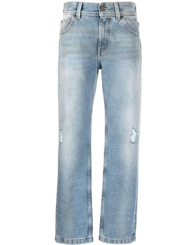 Palm Angels Straight Jeans With Logo - Blue