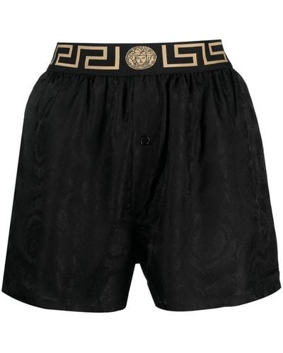 Versace Greca Border Barocco Pajamas Shorts - Black