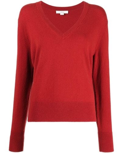 Vince V-neck Wool-blend Sweater - Red