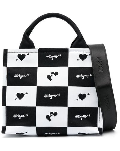 MSGM Bolso shopper con logo estampado - Negro