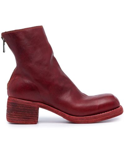 Guidi Square-toe Ankle Boots - Red