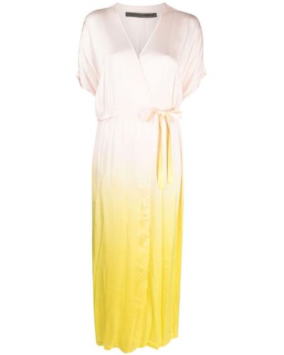 Raquel Allegra Gradient-effect Belted Wrap Dress - Yellow