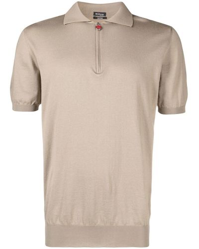 Kiton Short-sleeved Zip-up Polo Shirt - Natural