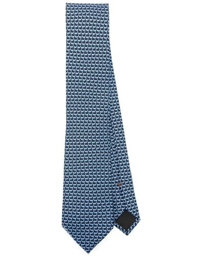 Zegna Corbata con estampado de ballenas - Azul