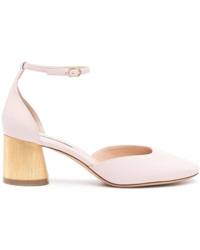 Casadei Leren Pumps Met 60mm Blokhak - Roze