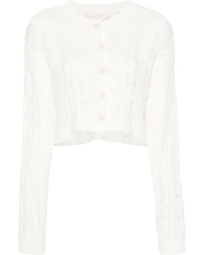 Twin Set Cable-knit Crew-neck Cardigan - White