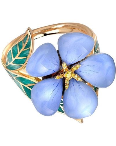 Pragnell Wildflower ダイヤモンド リング 18kイエローゴールド - ブルー