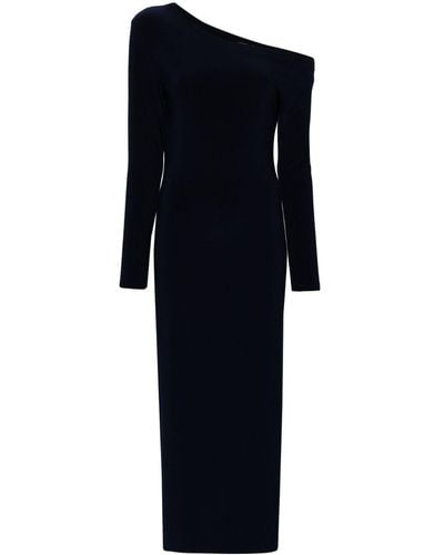 Norma Kamali One-shoulder Side-slit Maxi Dress - Blue
