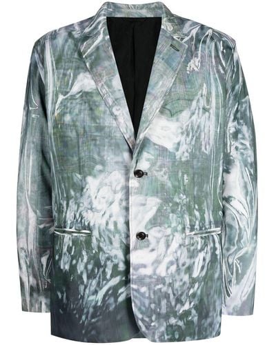 Doublet Abstract-print Single-breasted Blazer - Blue