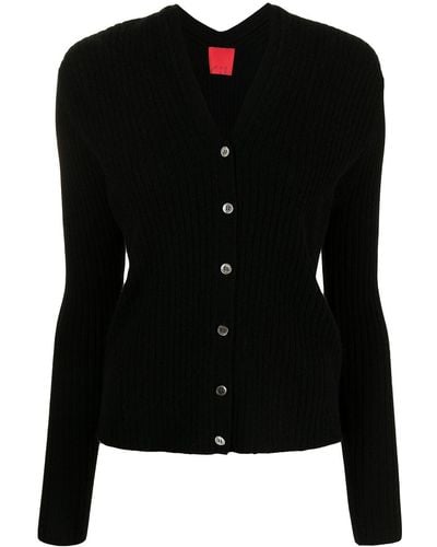 Cashmere In Love Inez Ribbed-knit Cropped Cardigan - Black