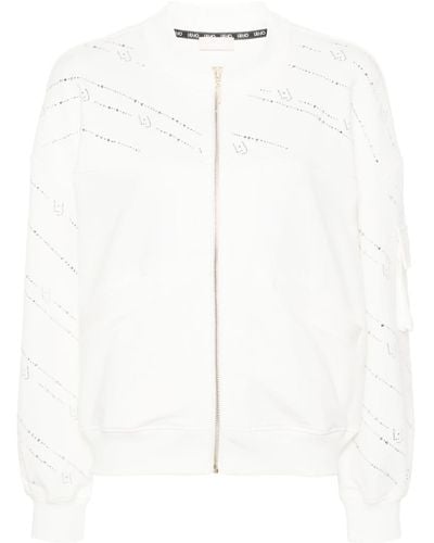 Liu Jo Crystal-embellished Zipped Sweatshirt - White