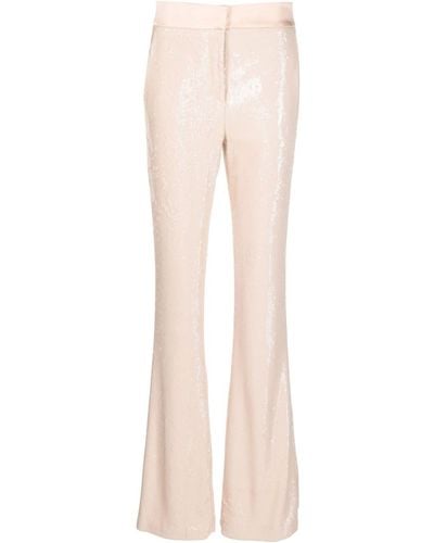 Genny Sequinned Flared Pants - Natural