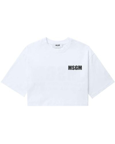 MSGM クロップド Tシャツ - ホワイト