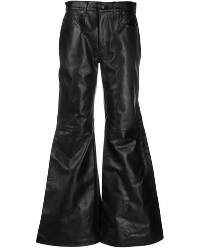 R13 Mid-rise Flared Leather Trousers - Black