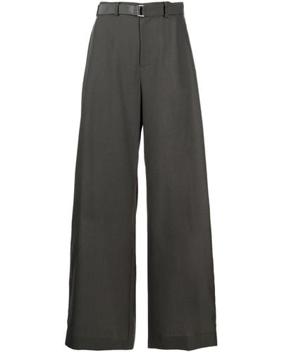 Sacai Satin-stripe Tailored Pants - Gray