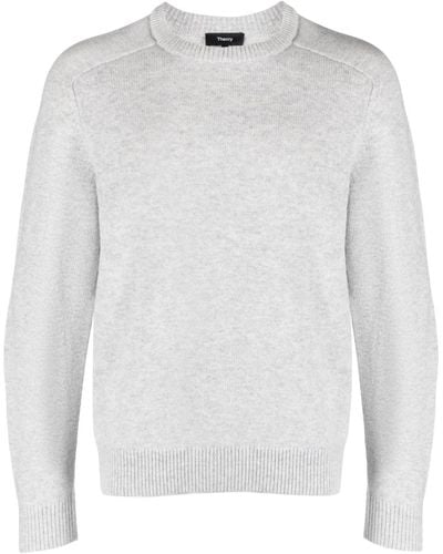 Theory Morlan Ribbed Wool Blend Sweater - White