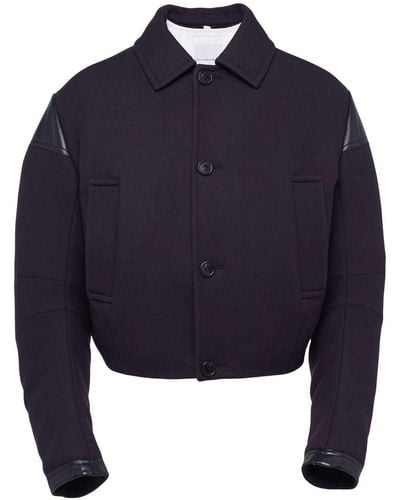 Prada Wool-blend Cropped Down Jacket - Blue