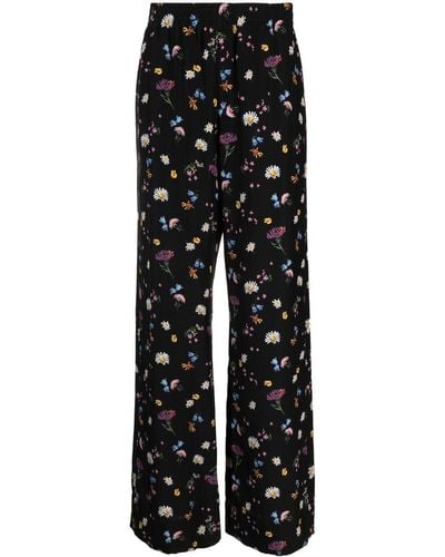 Stella McCartney Floral-print Silk Pants - Black