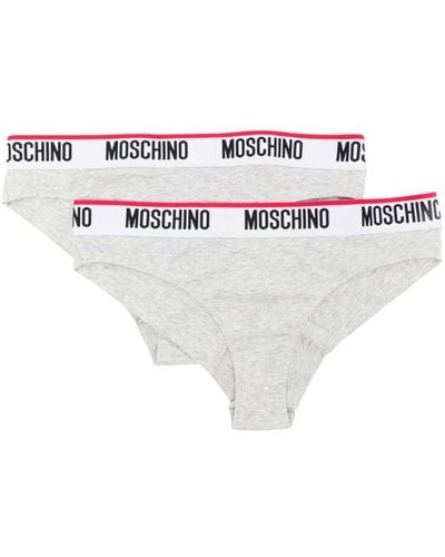 Moschino Logo-waistband Cotton Briefs (pack Of Two) - White