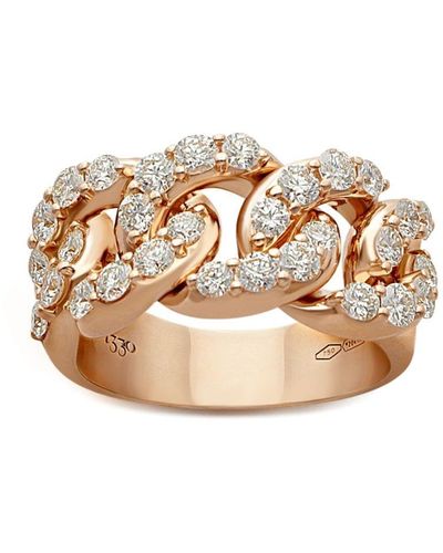 Leo Pizzo 18kt Rose Gold Diamond Groumette Ring - White