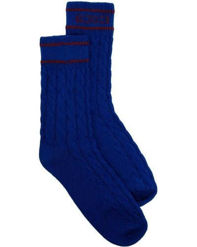 Gucci Cable-knit Ankle Socks - Blue