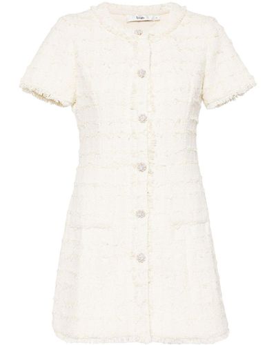 B+ AB Buttoned Tweed Minidress - White