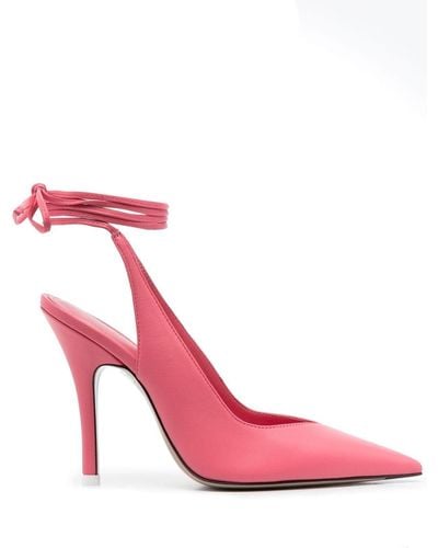 The Attico Strap-detail Pointed-toe Court Shoes - Pink
