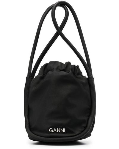 Ganni Beuteltasche mit Logo - Schwarz