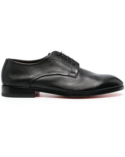 Santoni Leather Derby Shoes - Black