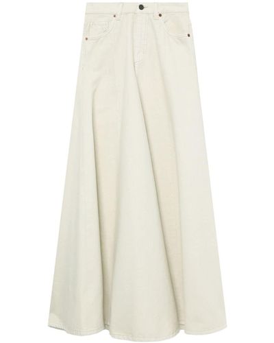 Haikure Fluted Twill Skirt - White