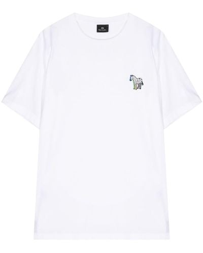 PS by Paul Smith T-Shirt aus Bio-Baumwolle mit Zebra-Print - Weiß