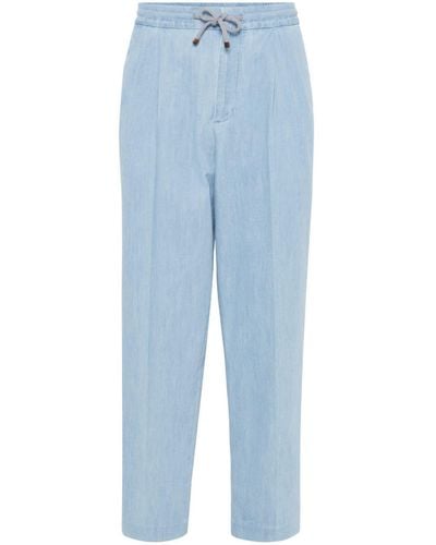 Brunello Cucinelli Chambray-Jeans mit geradem Bein - Blau